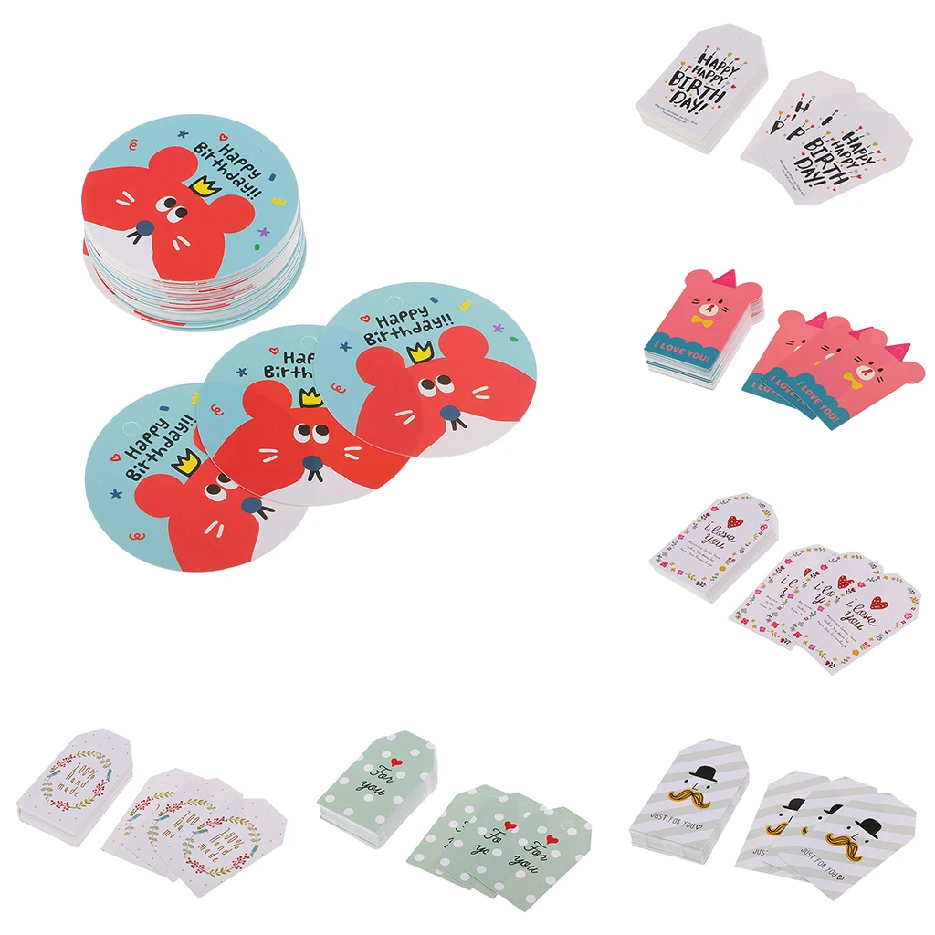 50 Pieces Colorful Multi-Use Paper Hang Tags Wedding Decoration Patterned Gift Labels Special Bookmarks Expressing Love Labels