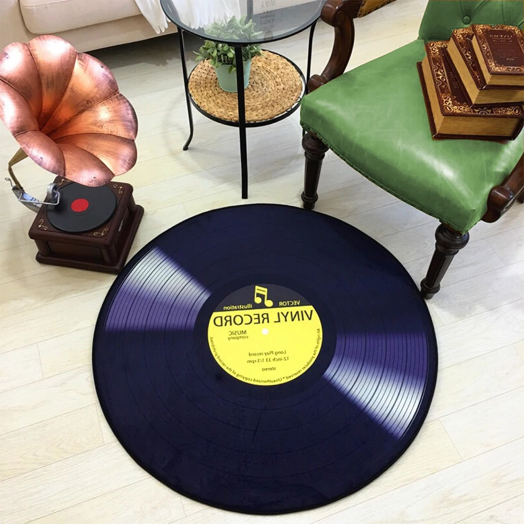 

CD Round Carpet Mat Carpet Antique Sofa Cushion Floor Mat Vinyl Record Living Room Study Model Room Decoration Carpet 60\80CM