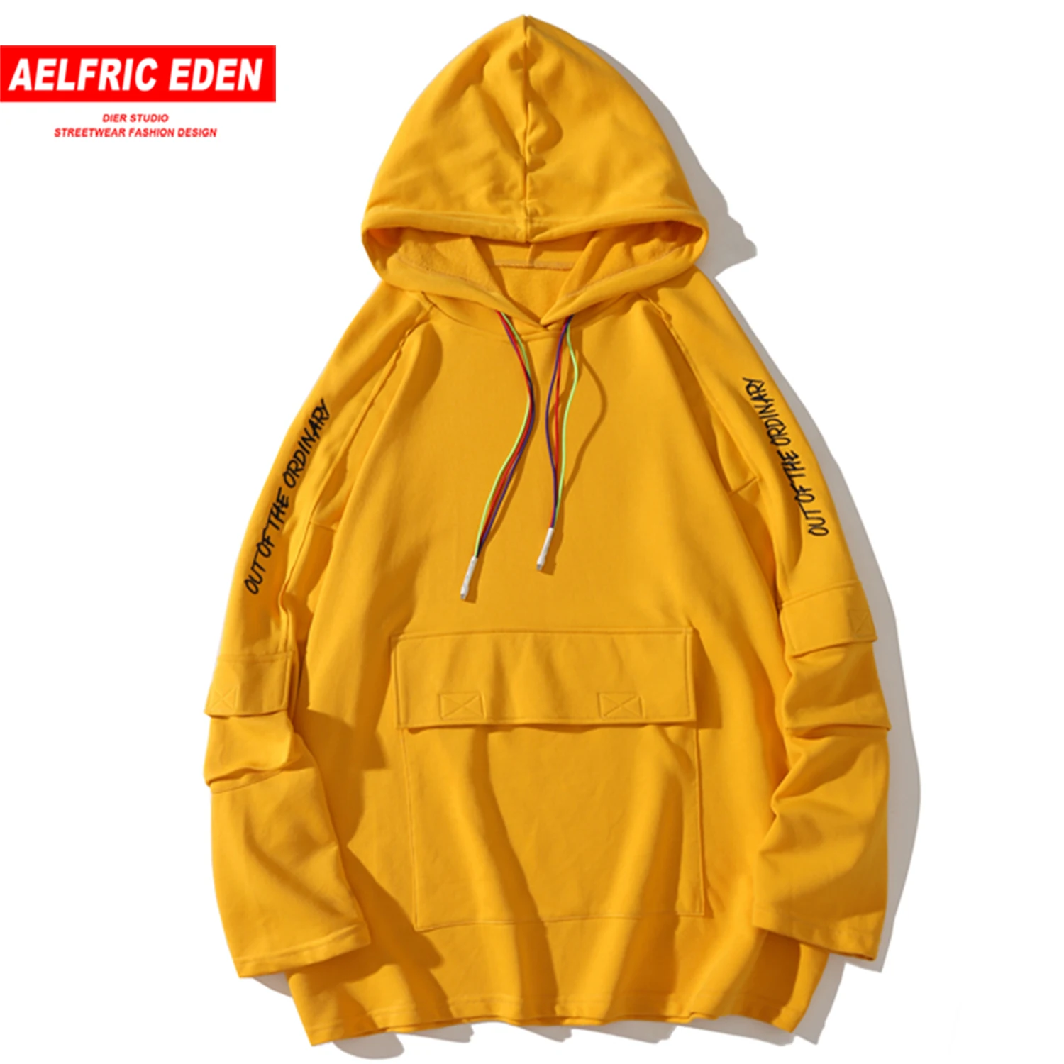 Aelfric Eden однотонные Мульти Карманы Мужские толстовки с капюшоном Осень Harajuku уличная Мужской пуловер хип хоп повседневные хлопковые толстовки