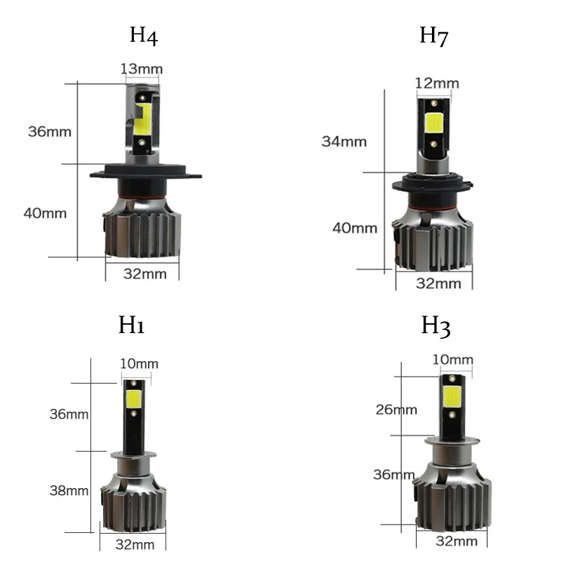 ZTZPIE 6500K 3000k 8000K 4300K H7 H11 9006 HB4 9005 H1 H4 светодиодные фары светодиод Turbo лампы Супер яркий 9012 мини Размеры автомобиля Light12V