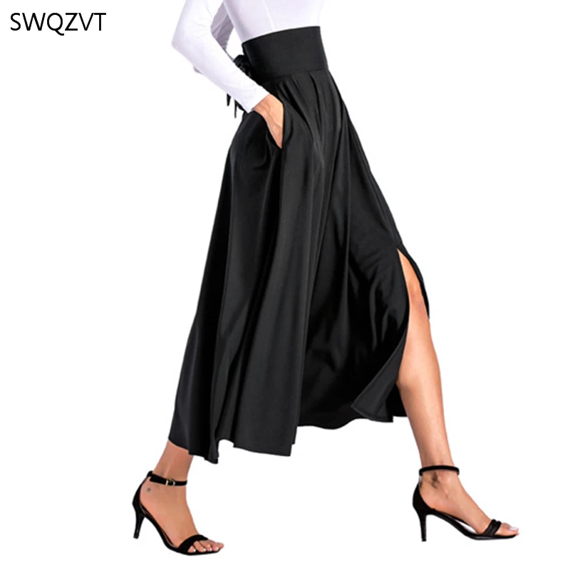 Женская длинная юбка с бантом повседневная однотонная трапециевидная весна
