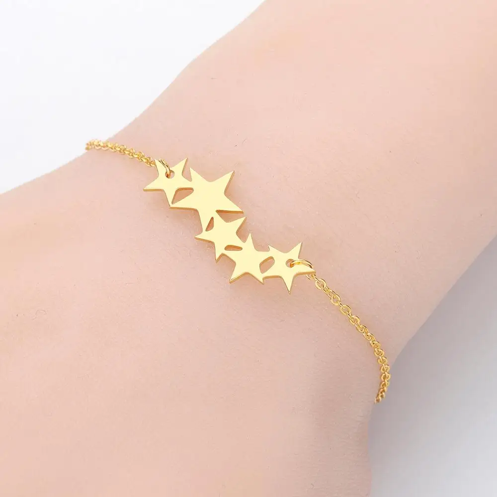 Chandler Lucky Star Stackable Charm Bracelet Gold Stainless Steel Jewelry Planet Statement Bangle Accessories Pulseira bijoux