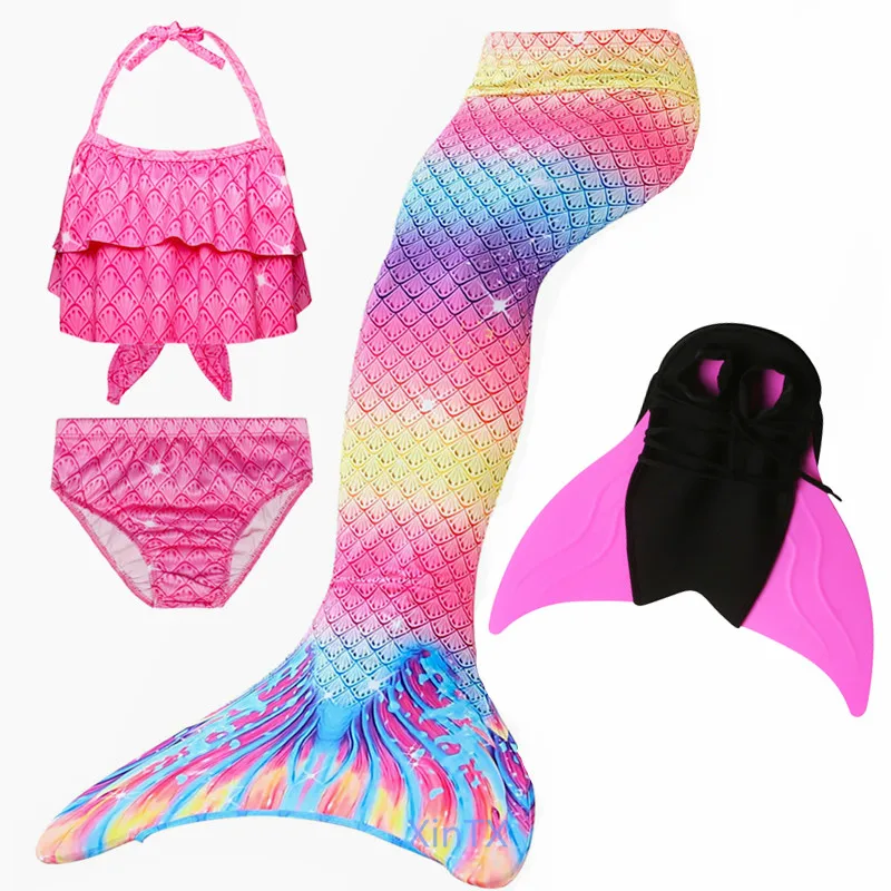 6pcs as picture show NEW Arrival!Kids Ariel Mermaid tails with Monofin Flipper Mermaid Swimming Tails for Children Girls Summer Beach Wear Swimsuits - Цвет: 6pcs as picture show