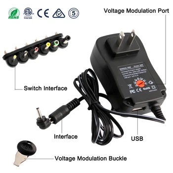 

AC/DC Adaptor 3V 4.5V 5V 6V 7.5V 9V 12V 2A 2.5A Adjustable Power Adapter Universal Charger Supply for led light strip lamp 30W