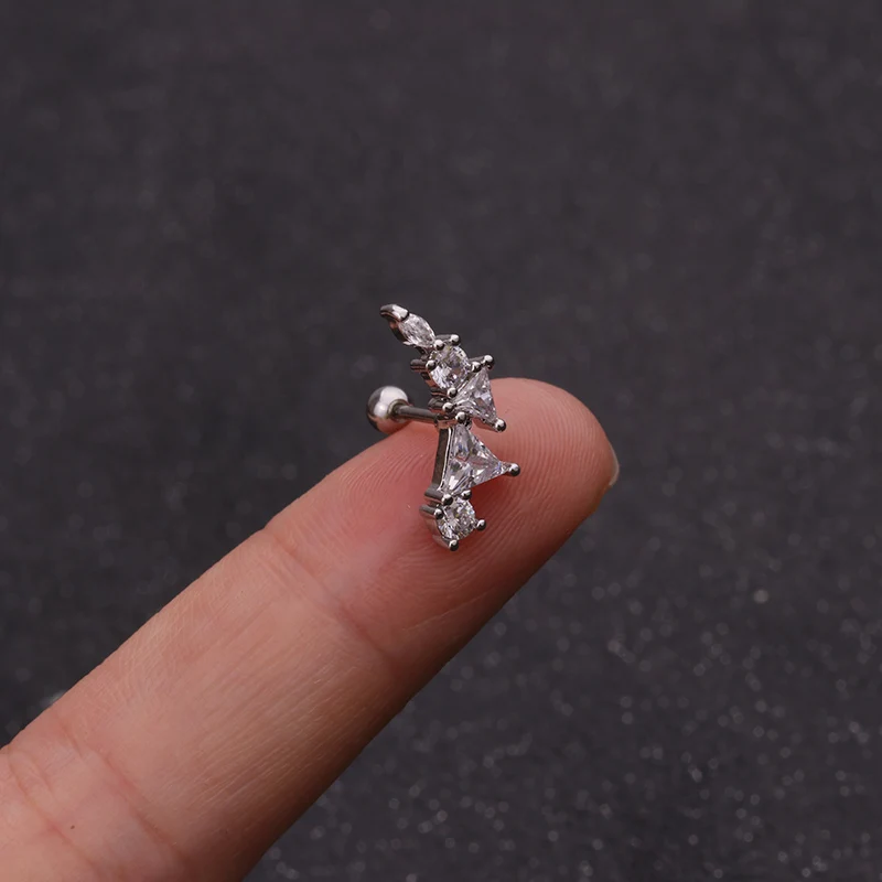 Серьга гвоздик из нержавеющей стали ювелирное изделие с изогнутым стержнем и