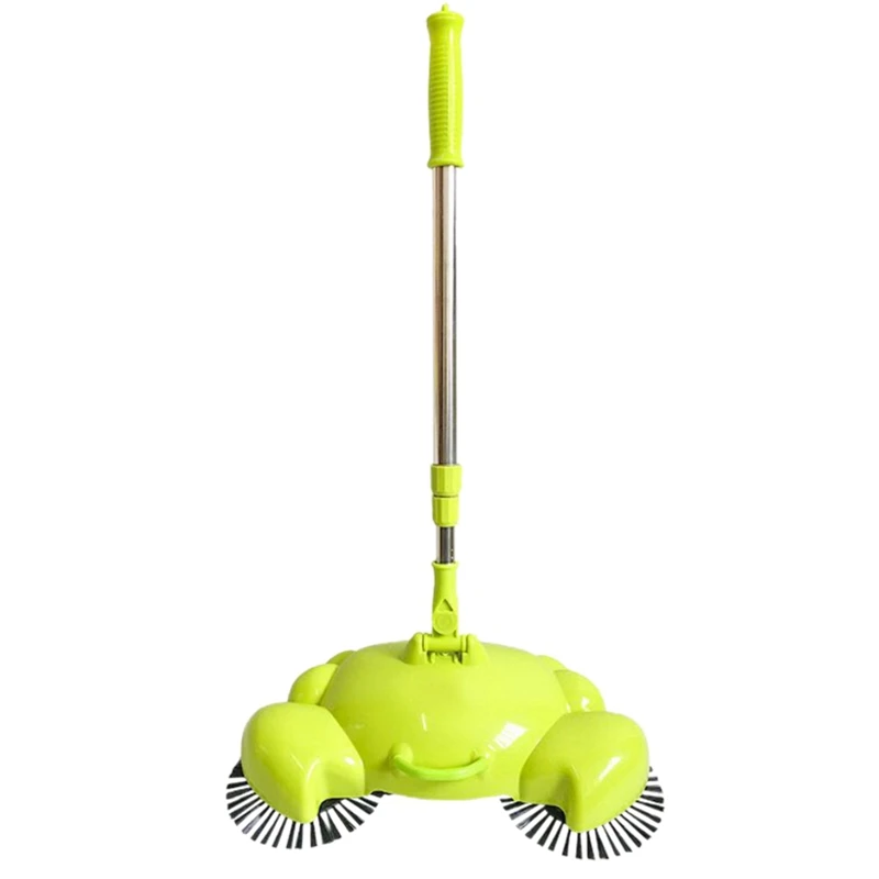 

Stainless Steel Sweeping Machine Push Type Hand Push Magic Broom Dustpan Handle Household Cleaning Hand Push Sweeper-Green