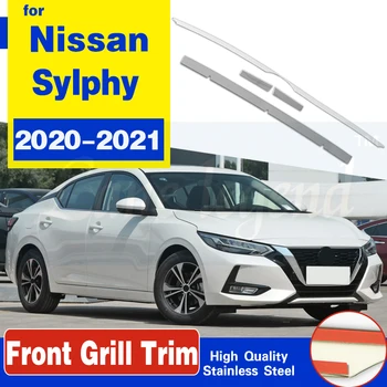 

Car Stainless Steel Front Mesh Grille Decoration Cover Trim Grilles Stickers For Nissan Sylphy 2020 2021Accessories Styling