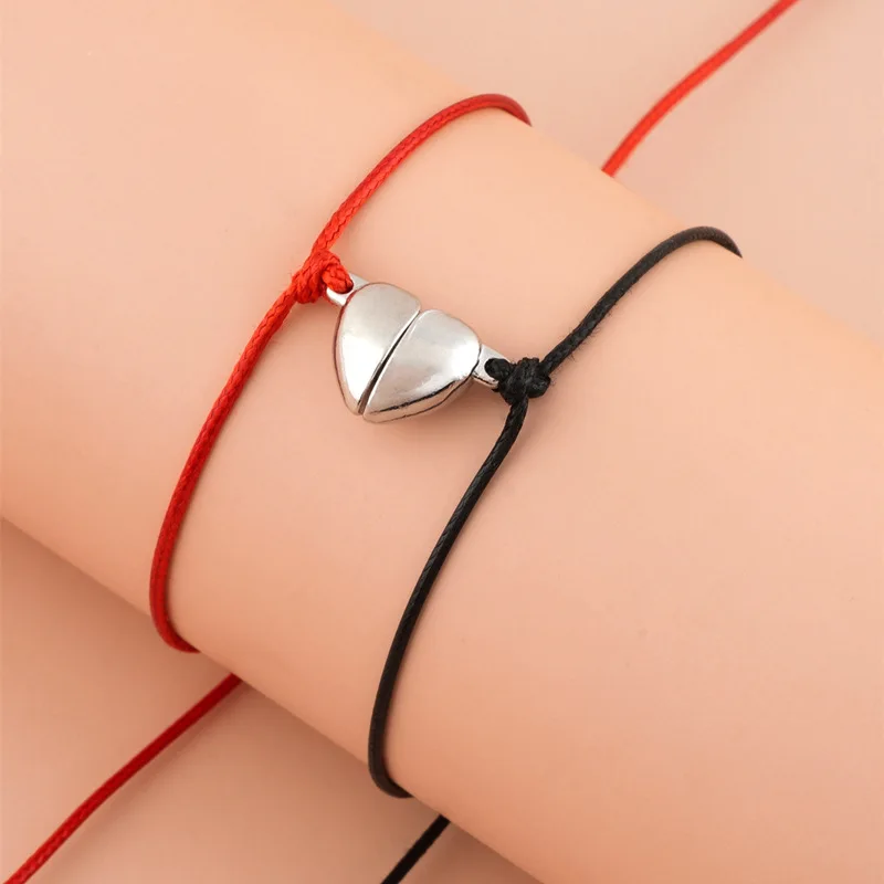 Bracelet Jewelry Heart-shaped Magnet Couple Bracelets Adjustable 2PCS/Set