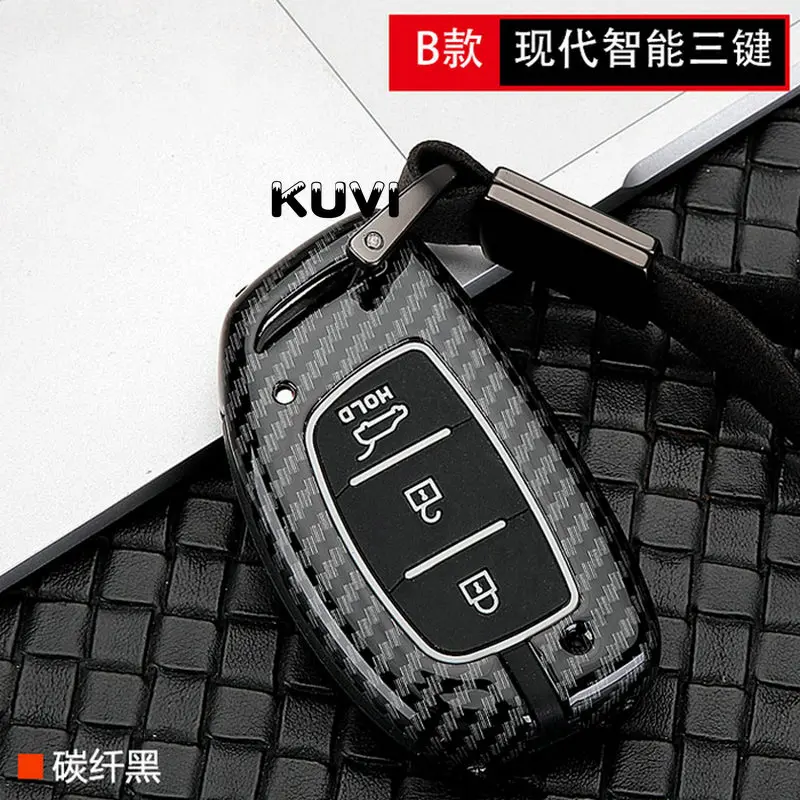 Carbon fiber Alloy+Silicone Car Remote Smart Key Case Fob Cover For Hyundai i10 i20 i30 HB20 IX25 IX35 IX45 key Car styling