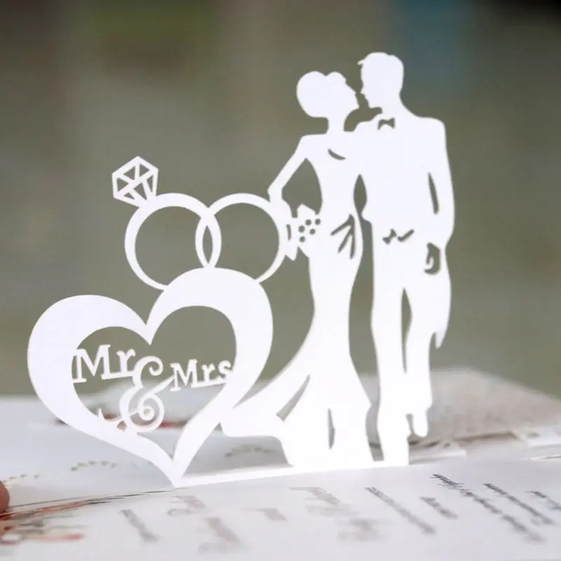  10 Pcs 3D European Style Wedding Invitation Card with Envelope Kits Party Supply - 4.00049E+12