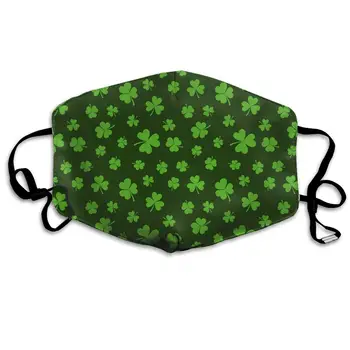 

St. Patrick's Day Lucky Shamrock Washable Reusable Mask, Cotton Anti Dust Half Face Mouth Mask For Kids Teens Men Women With