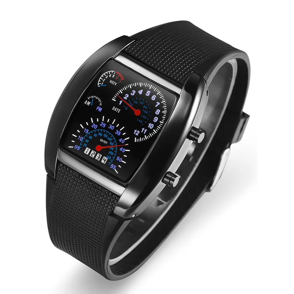 

Plastic Watch Strap Fashion Watch Classic Square Alloy "Watch Header LED Sports Watch Students MEN'S Watch