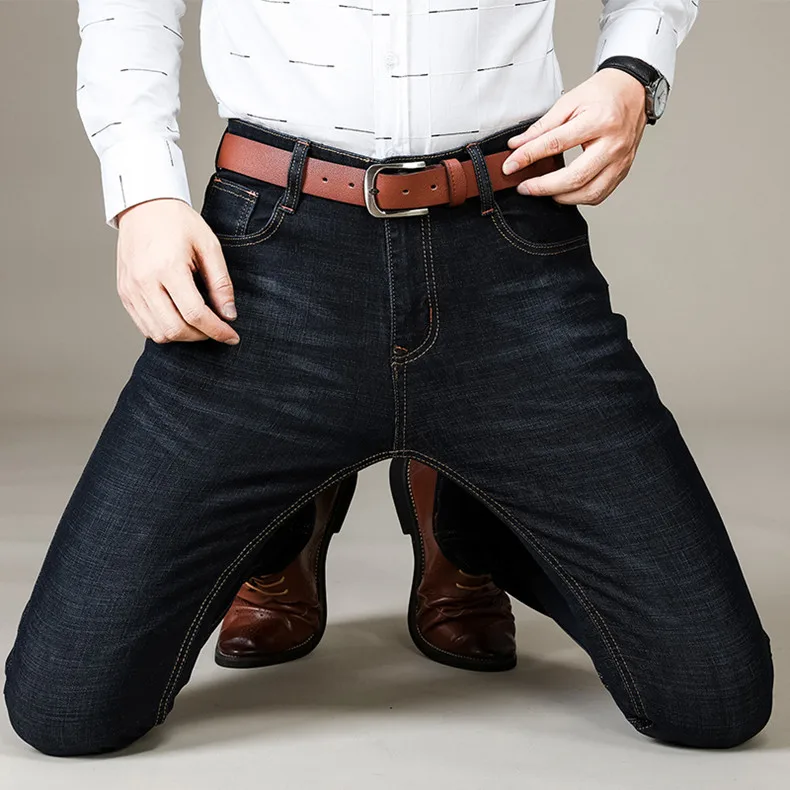 Men's Brand Stretch Jeans 2021 New Business Casual Slim Fit Denim Pants Black Blue Trousers Jeans Male biker jeans