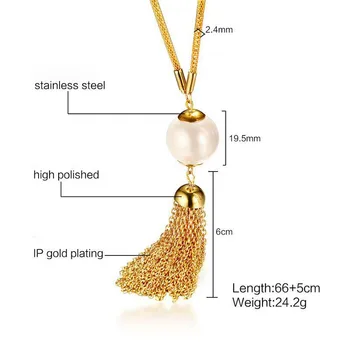 

FXM CCN144 stainless steel necklace hot sell top quality best women 19mm tassels gift women jewelry