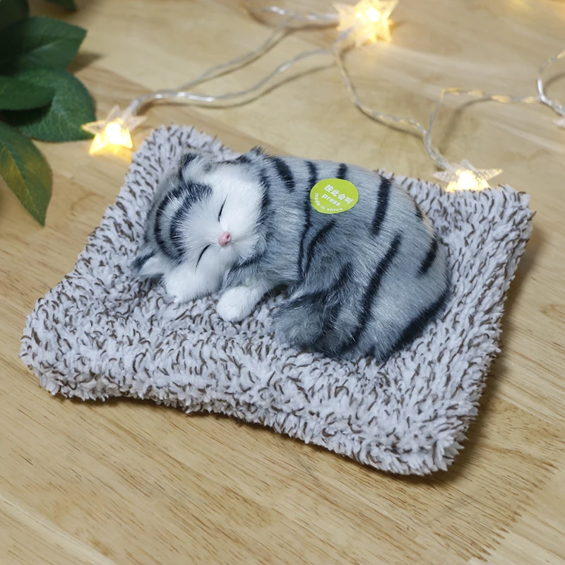 Car Ornament Simulation Sounding Sleeping Cats Plush Toy Birthday Christmas New Year Gift  Kids Boys Girls 6