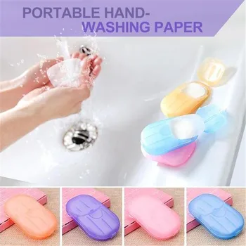 

20Pcs / 5boxes Disposable Soap Paper Travel Portable Hand Washing Box Scented Slice Sheets Mini Cute Soap Paper Skin Cleaning