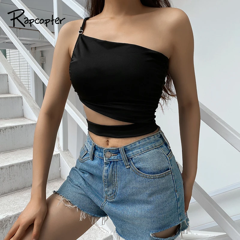 one shoulder spaghetti strap top