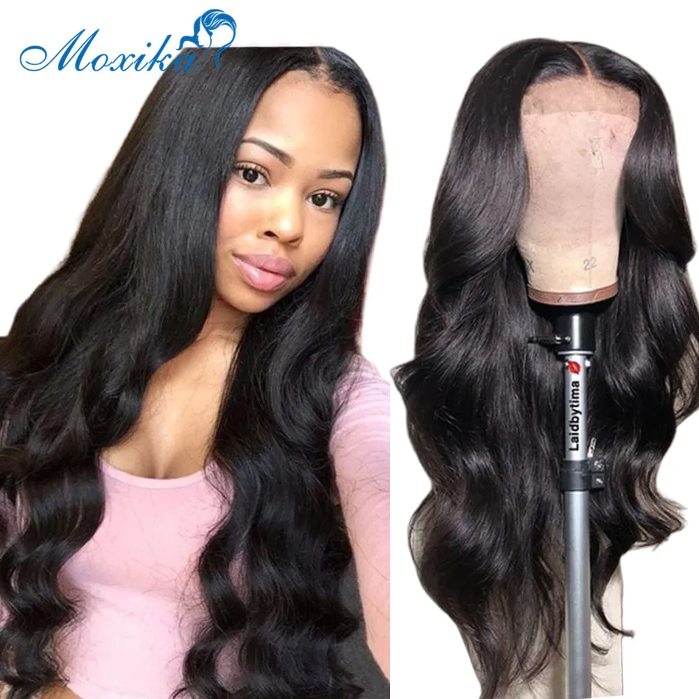 

Moxika 4x4 Lace Closure Wig Brazilian Body wave Lace Front Wig Natural Hairline 150% Density Lace Front Human Hair Wigs Remy Wig