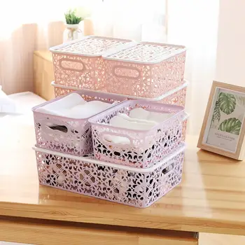 

High Quality Hollow Desktop Underwear Storage Supplies Box Storage Plastic Storage Underwear Household Bra Box Drawer