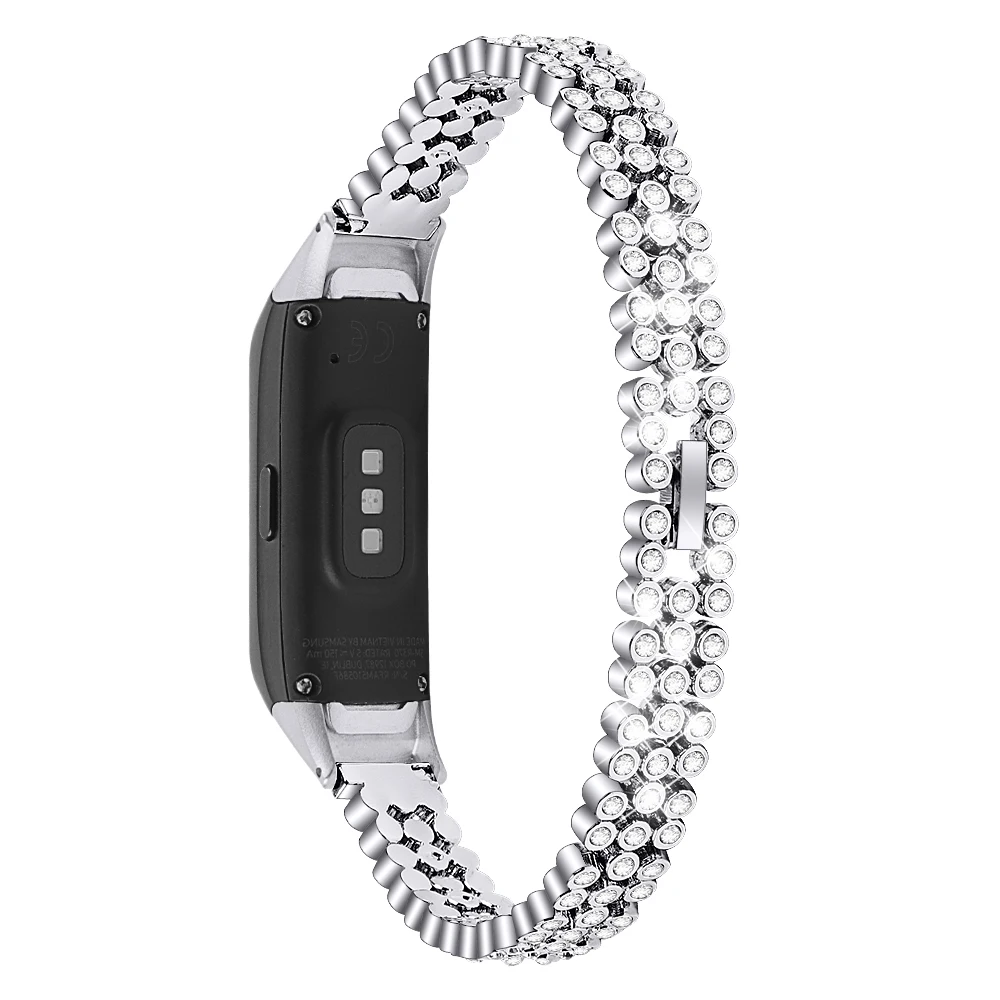 Блестящий Алмазный металлический ремешок для часов Ремешок для samsung galaxy fit SM-R370 умный браслет для galaxy fit-e SM-R375+ рамка для часов - Цвет ремешка: Silver