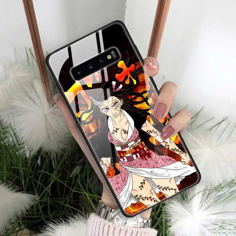 02 Demon Slayer Kimetsu no Yaiba чехол из закаленного стекла для samsung Galaxy S10 S10e S9 S8 Note9 Note 10 Plus 5G A50 A30 края из ТПУ - Цвет: 02