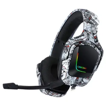 

K20 RGB Camo Headphone Gaming Headset with Microphone LED Light Gamer Earphone R2JB