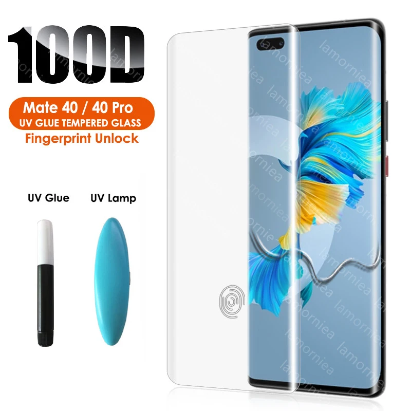 Защитное стекло для Huawei Mate 40 Pro 5G на весь экран жидкий клей Plus закаленное УФ-стекло