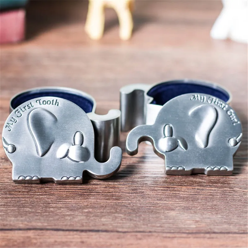 Creative Kids First Curl and Fairy Tooth Keepsake Box Christening Gift Keepsake for Newborn Gift Engraved Elephant Shape