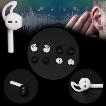 

4 Pairs Silicone Earphone Tips Earbuds Cover With Hook For Apple EarPods H55F
