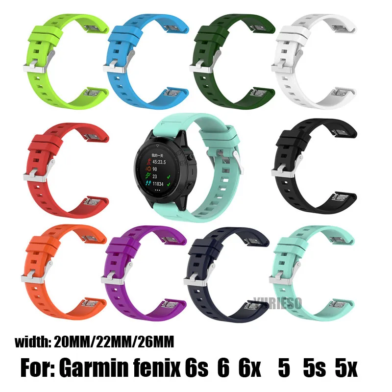 100 шт. 26 22 20 мм ремешок для Garmin Fenix 6X6 S 5X5 5S Plus 3 3 огнеупорные часы быстросъемный силиконовый удобный ремешок