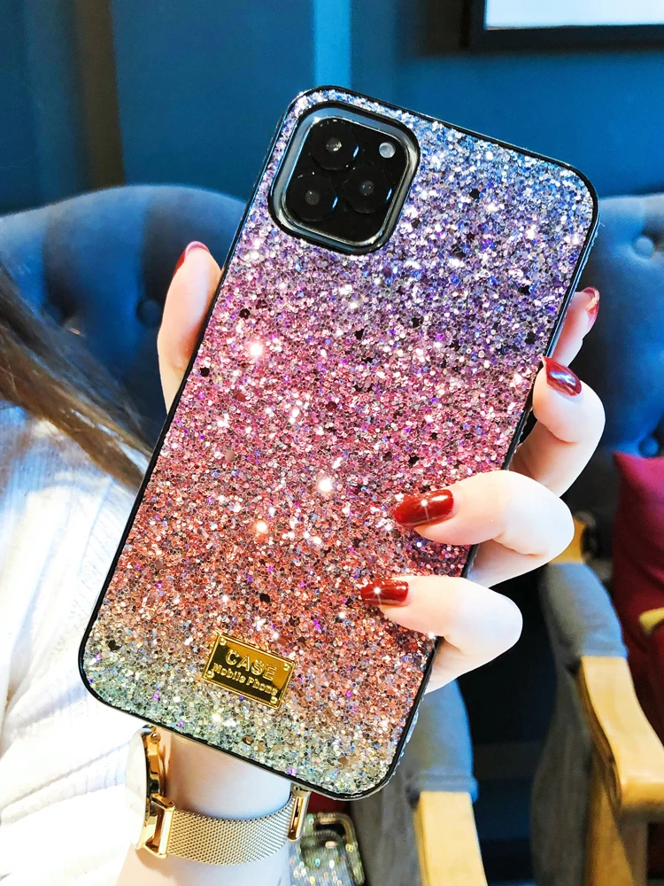 Роскошный Радужный градиентный фиолетовый для Apple 11pro, ручная оболочка с мягким краем, iPhone 11, полный набор водяных сверл, 11 promax,, 11maxpro