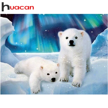 

Huacan Diamond Painting Full Square Drill Bear Diamond Embroidery Mosaic Animal Home Decoration