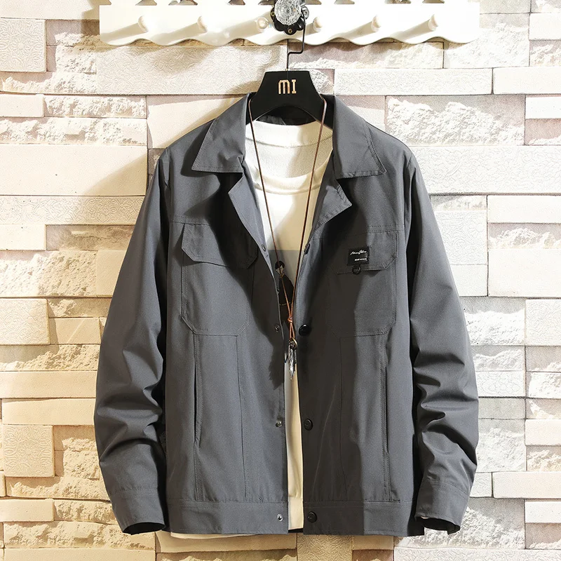 Dark grey Осеннее Свободное пальто Мужская с лацканами красивая одежда рабочая одежда куртка Guapai 2a076-k0291-p40 обычная, высокая, на выход - Цвет: Dark grey
