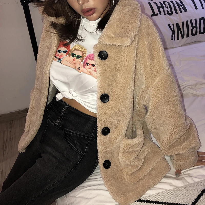 InstaHot/элегантная женская верхняя одежда цвета хаки, пальто уличная, осенне-зимняя теплая плюшевая женская верхняя одежда больших размеров, вечерние пальто