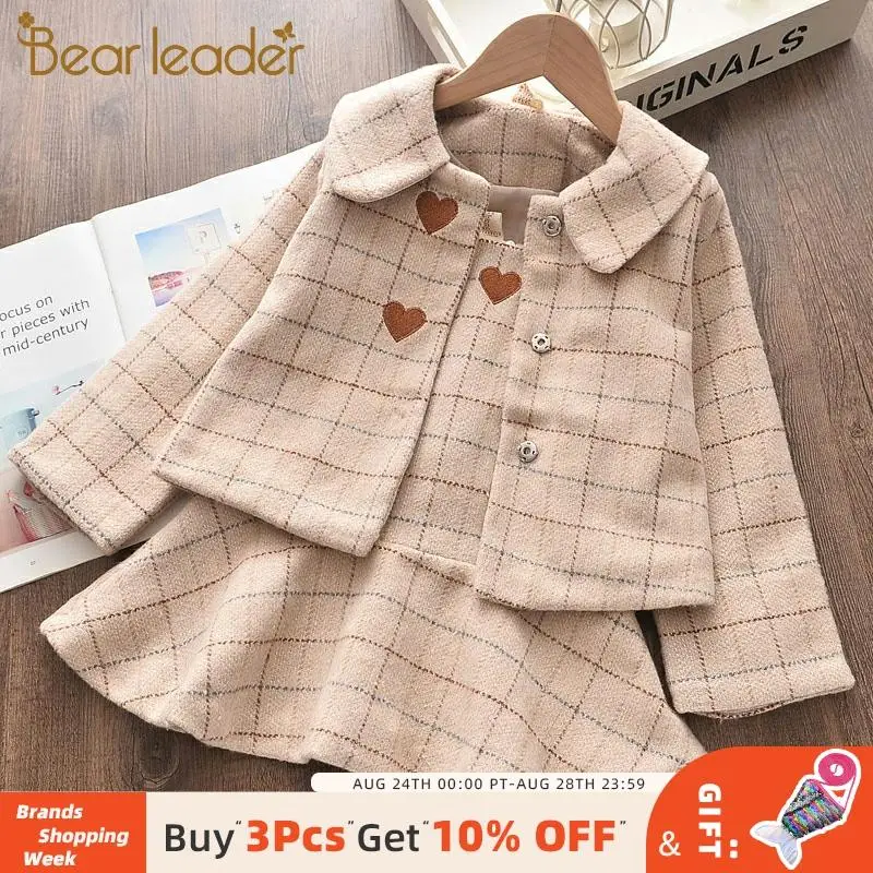 

Bear Leader Girls Elegant Clothing Sets New Winter Kids Cute Plaid Outfits Girl Sweet Suits Children Clothing Toddler Clothes