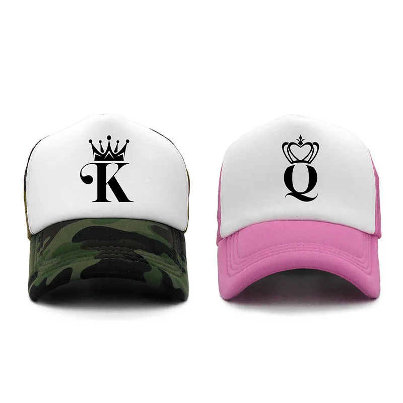 Летняя кепка с надписью «KING QUEEN», повседневные сетчатые головные уборы для мужчин и женщин, Snapback Gorras, новинка, Кепка в стиле хип-хоп для пары