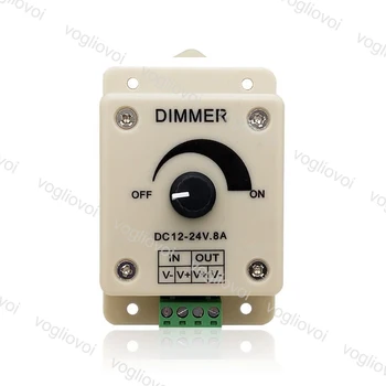 

Vogliovoi LED Dimmer Switch 12V 24V 8A Voltage Regulator Adjustable Controller for LED Strip Light Lamp