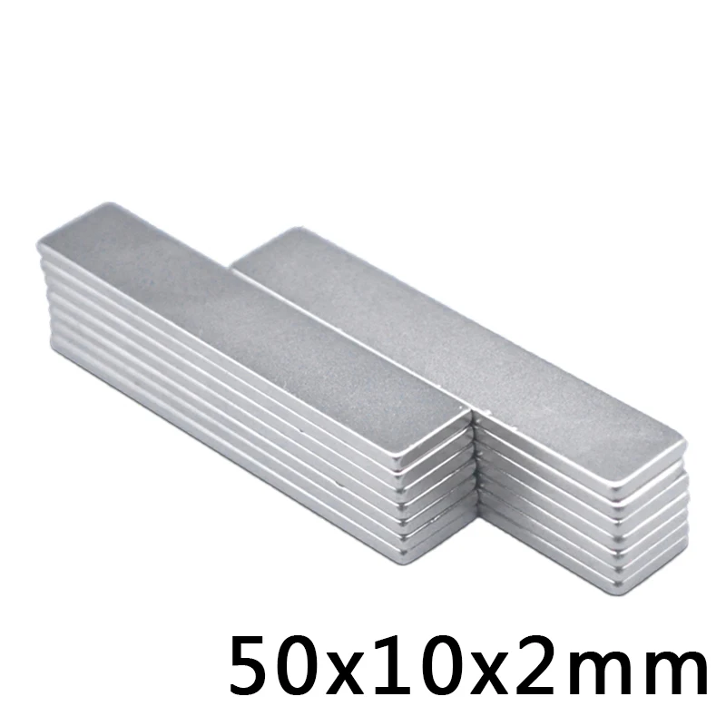 

5/10/15PCS 50mm x 10mm x 2mm Strong Powerful Block Square Magnet Craft Model Rare Earth 50*10*2 Neodymium Permanent Magnet 50x10