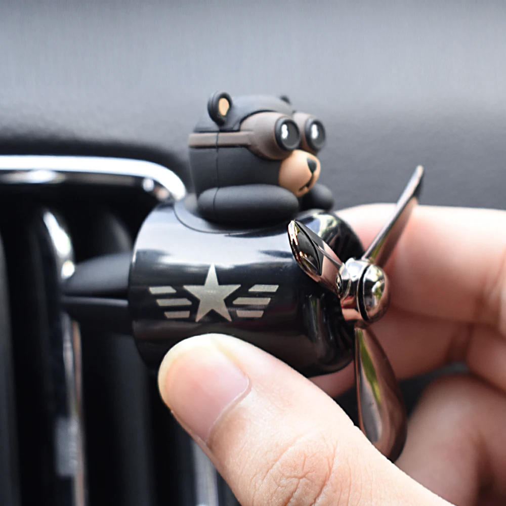 Car Air Freshener Smell In The Styling Vent Perfume Diffuser Bear Pilot Rotating Propeller Fragrance Air Fresheners Clip Parfum 3