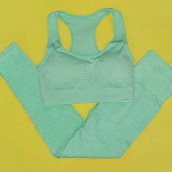 

2PCS Seamless Yoga Suits Women Energy Gym Fitness Clothing High Waist Leggings Bra Yoga Sets Training Sport Running Sportswear