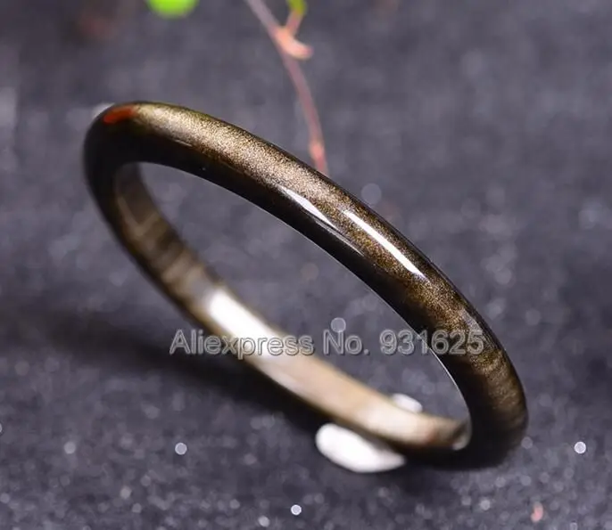 Beautiful 8-10mm wide Natural Gold Obsidian Narrow Bangle Lucky Handmade Bracelet Bangles for woman and man 56-60mm | Украшения и
