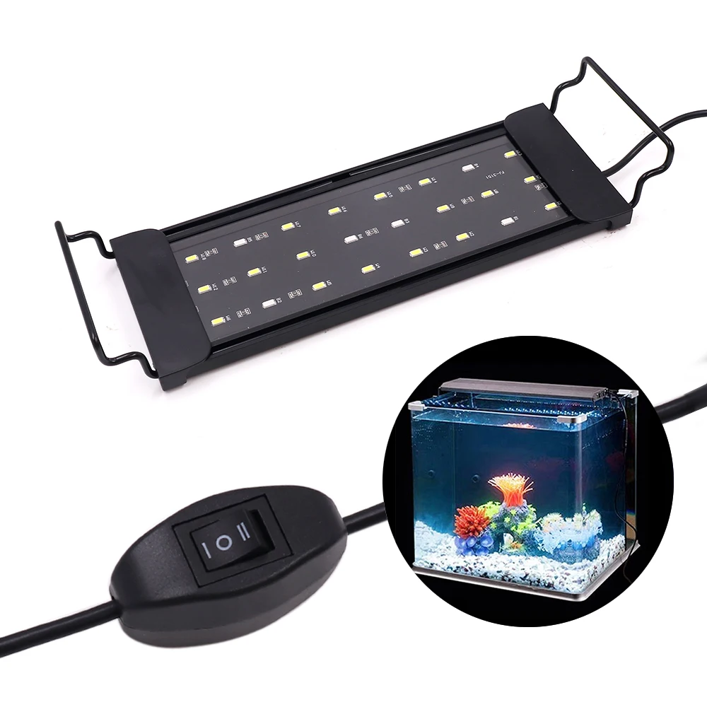 

DC12V Classic LED Fish Tank Lights 12W 24W Aquarium Light with Adjustable Bracket White Blue Lamp Lighting for Freshwater