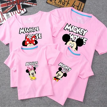 

family matching clothes look father mother son daughter clothing tshirt mom daddy and me baby boy girl Mickey Minnie T-shirt