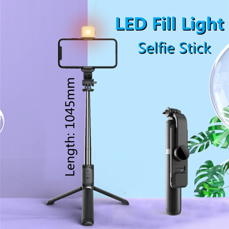 Selfie Stick 3 In 1 Wireless Bluetooth Foldable Mini Tripod With Remote Control Shutter Fill Light For Smartphone | Электроника