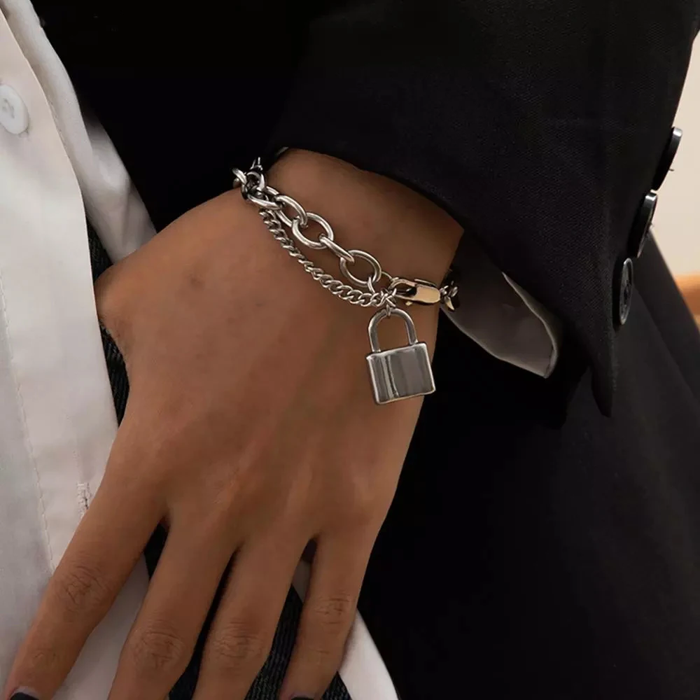 MEENAZ Heart Lock and Key Bracelets Silver Stainless Steel Couple Bracelet  Chain Pendant Necklace Set for Lovers Men and Women girls Boys (Silver)  BRACELET-M150 : Amazon.in: Fashion