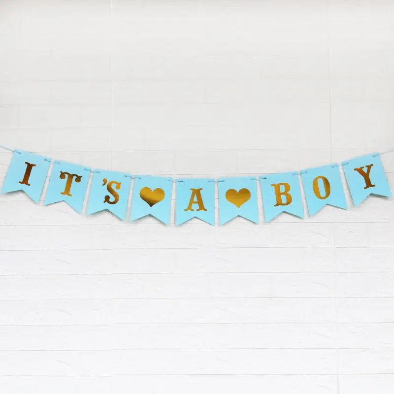 Pink Blue Paper Banner Decorations Baby Shower Its a Girl Boy Babyshower Gender Reveal Oh Baby Its a Boy Girl Kraft Paper