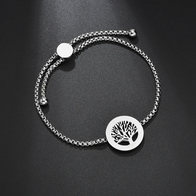Новые регулируемые браслеты с деревом в виде сердца из нержавеющей стали, женские серебряные CZ каменные Семейные браслеты, подарок на день матери