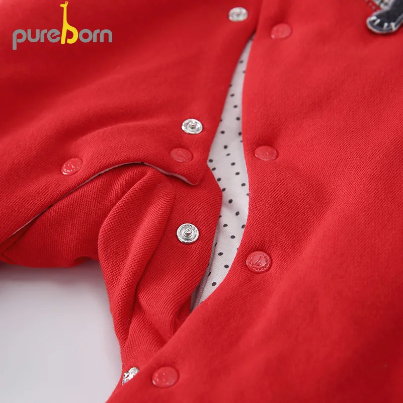 Pureborn/комбинезон для новорожденных Хлопковый стеганый зимний теплый комбинезон с