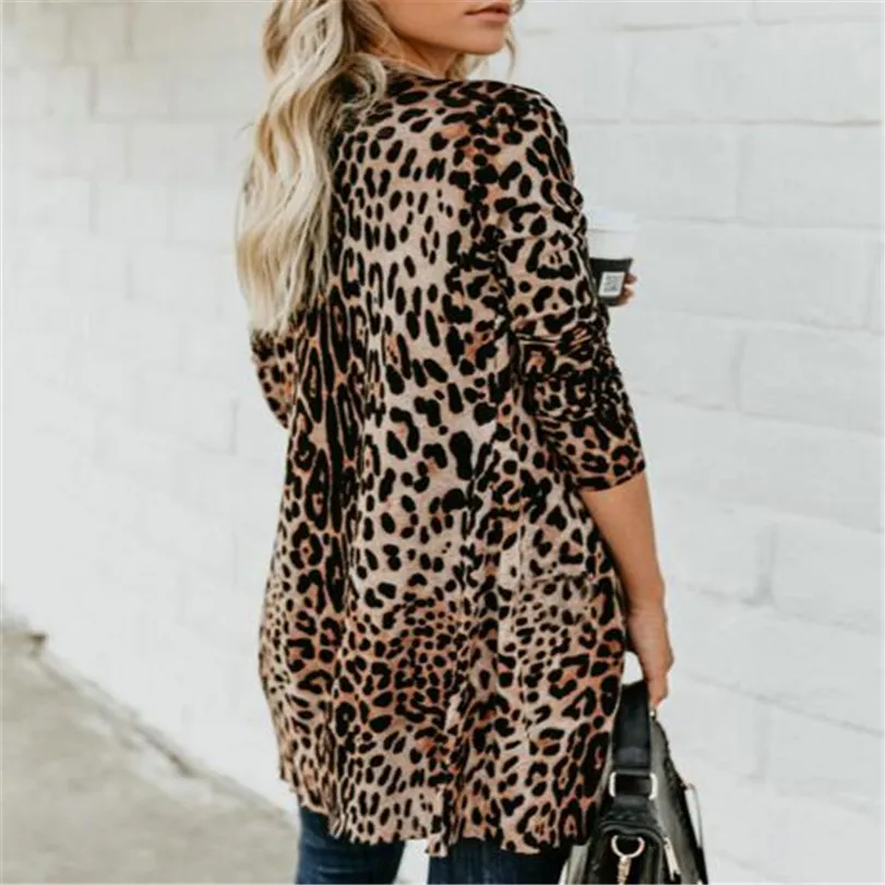 

Summer Autumn Women Celmia Vintage Kimono Leopard Printed Cardigan Top Loose Blouse Casual Btutton Cover Up Plus Size Long Shirt