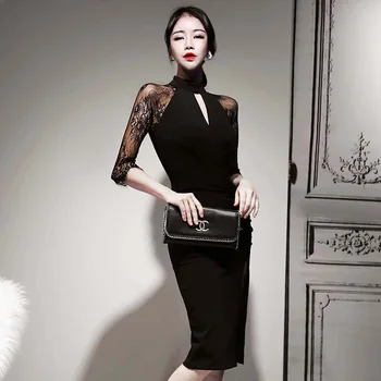 black evening wrap dress